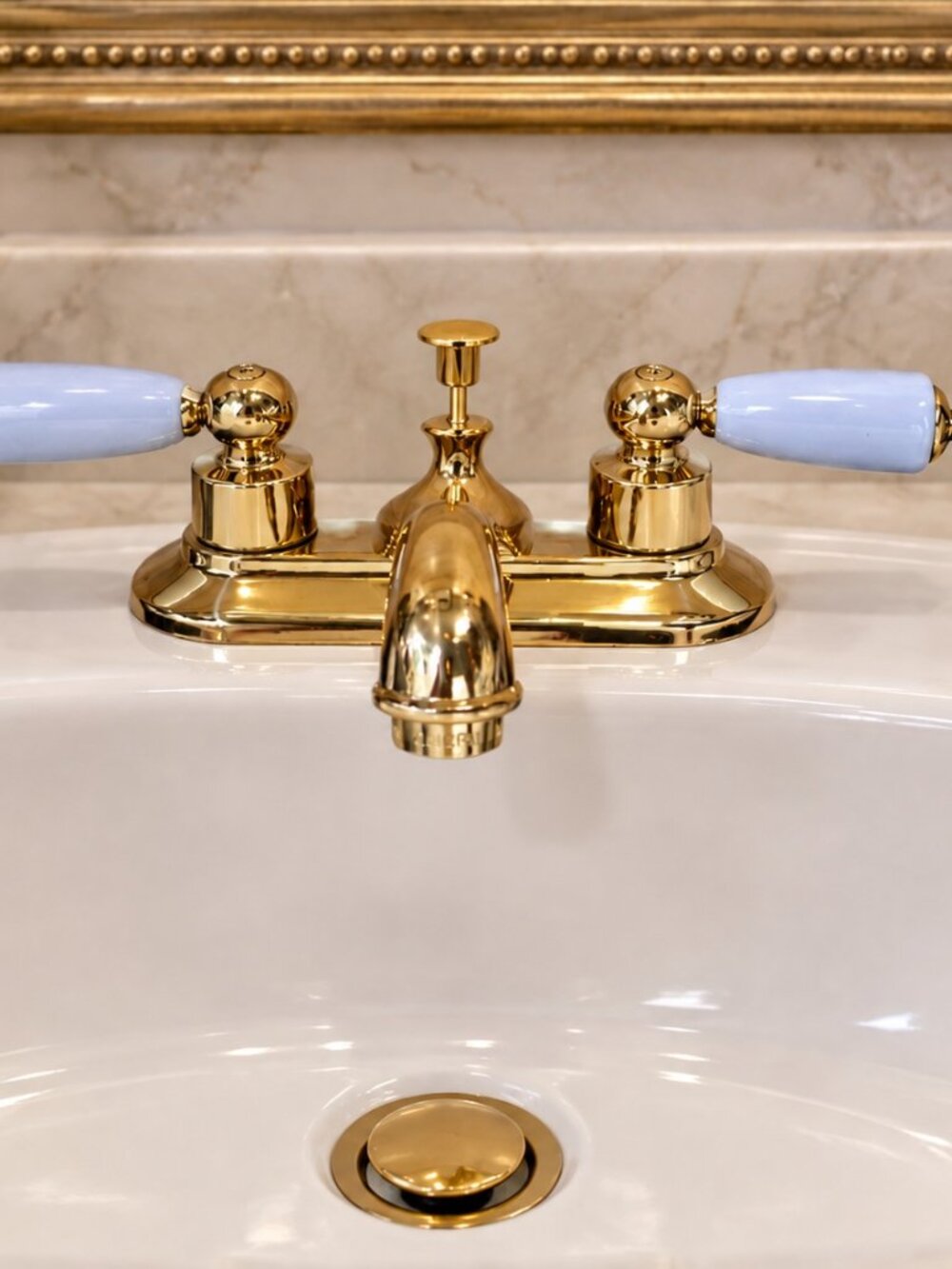 Spa Lexington 4" Centerset Polished Brass Bathroom Faucet with Popup NOS